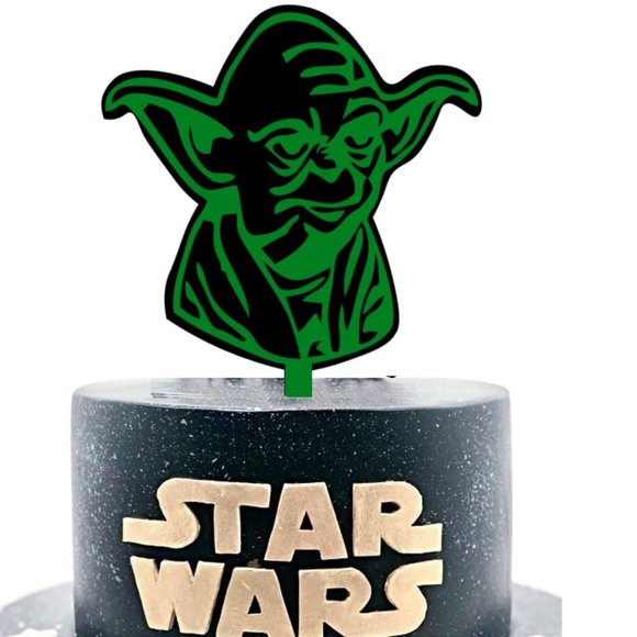 Large 3D Yoda Green Acrylic Cake Topper - Picture 1 of 2